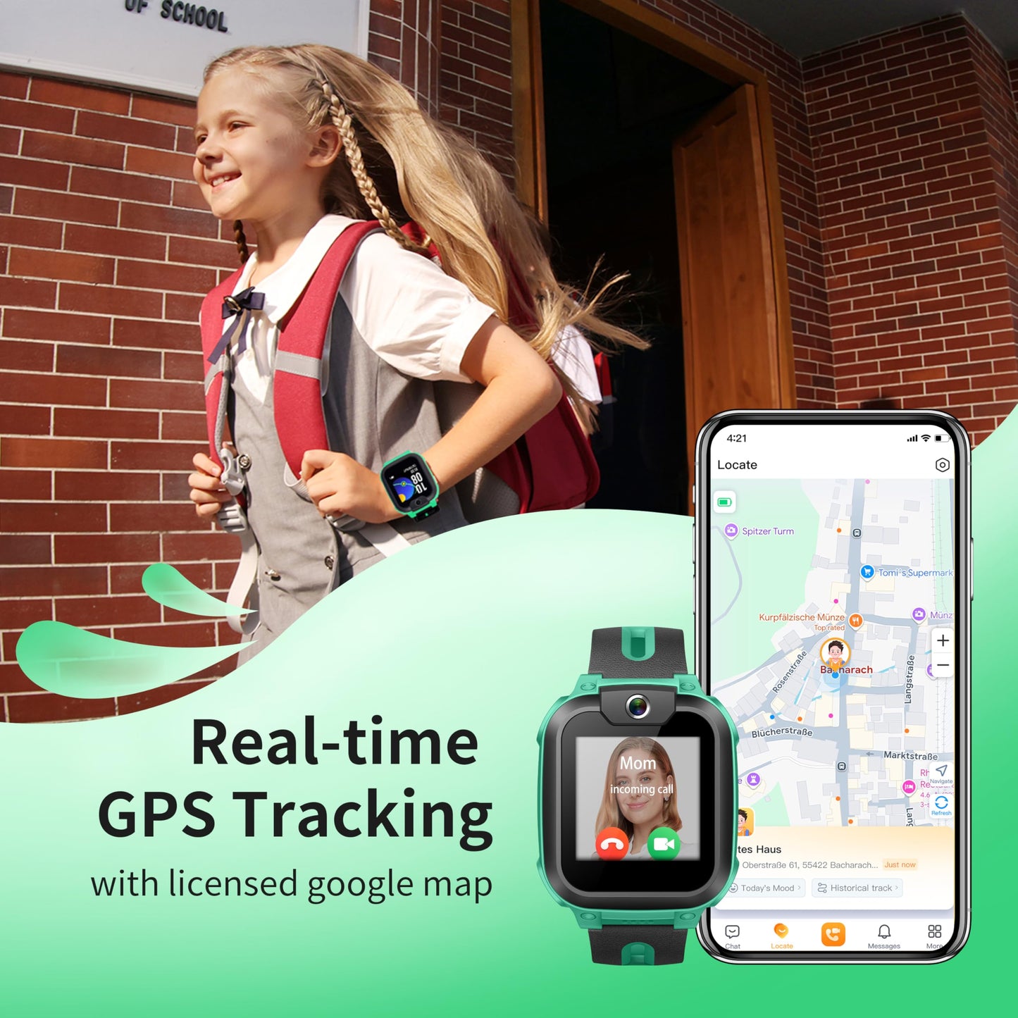 imoo Watch Phone Z1 Kids Smart Watch, 4G Kids Smartwatch with Video and Phone Call Durable, GPS Watch with Real Time Location and IPX8 Water Resistance (Green)