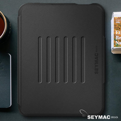 SEYMAC stock Case for iPad mini 7 (A17 Pro)/ Mini 6 8.3'', Strong Magnetic Auto Sleep Shockproof Case with Absorbing Multi-Angles Stand, Pen Holder, Card Slot, Black