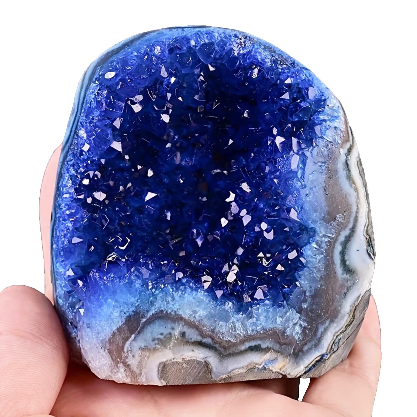 CrystalHola 200-700g Selected Raw Geode Quartz Cluster Home Feng Shui Ornaments Energy Stone Healing Tools Meditation Feng Shui Decoration,Stone Display Piece, Mineral Specimen (Blue, 500-600g)