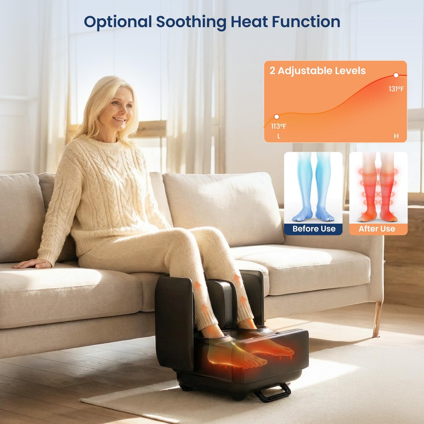 COMFIER 2 in 1 FSA Foot Massager Machine,HSA Shiatsu Foot and Calf Massager with Heat,Kneading,Vibration,Compression Massagers for Feet Health,Plantar Fasclitis,Father‘s Day Gift for Dad
