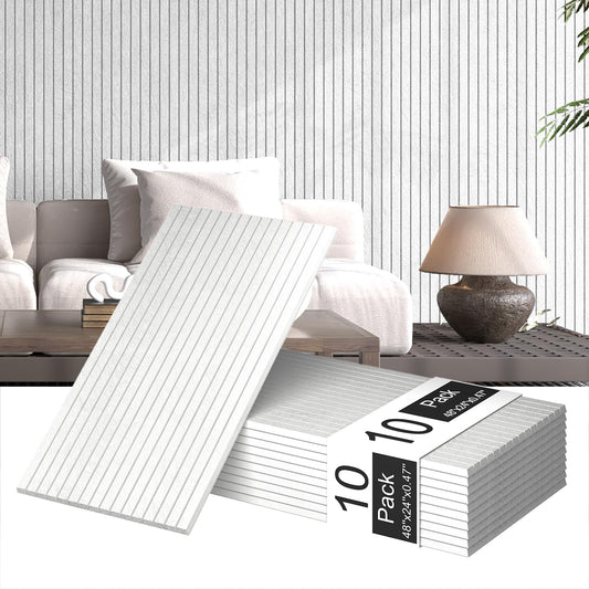 MAGICUBETIC 10 Pack Acoustic Panels,Thicker 0.47"Self-Adhesive Soundproof Wall Panels,High Density Sound Proof panels for Walls, Office, Reccording Studio, Home,Living Room-White(Size-48 * 24 inch)