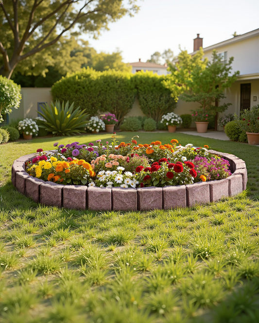 VEVOR Faux Stone Landscape Edging, 46.8" x 3.9" Realistic Lawn Edging with Anchoring Spikes, Flexible Brick-Sized Garden Border, Fade-Resistant Yard Garden Stone Border for Driveways Walkway, Brown