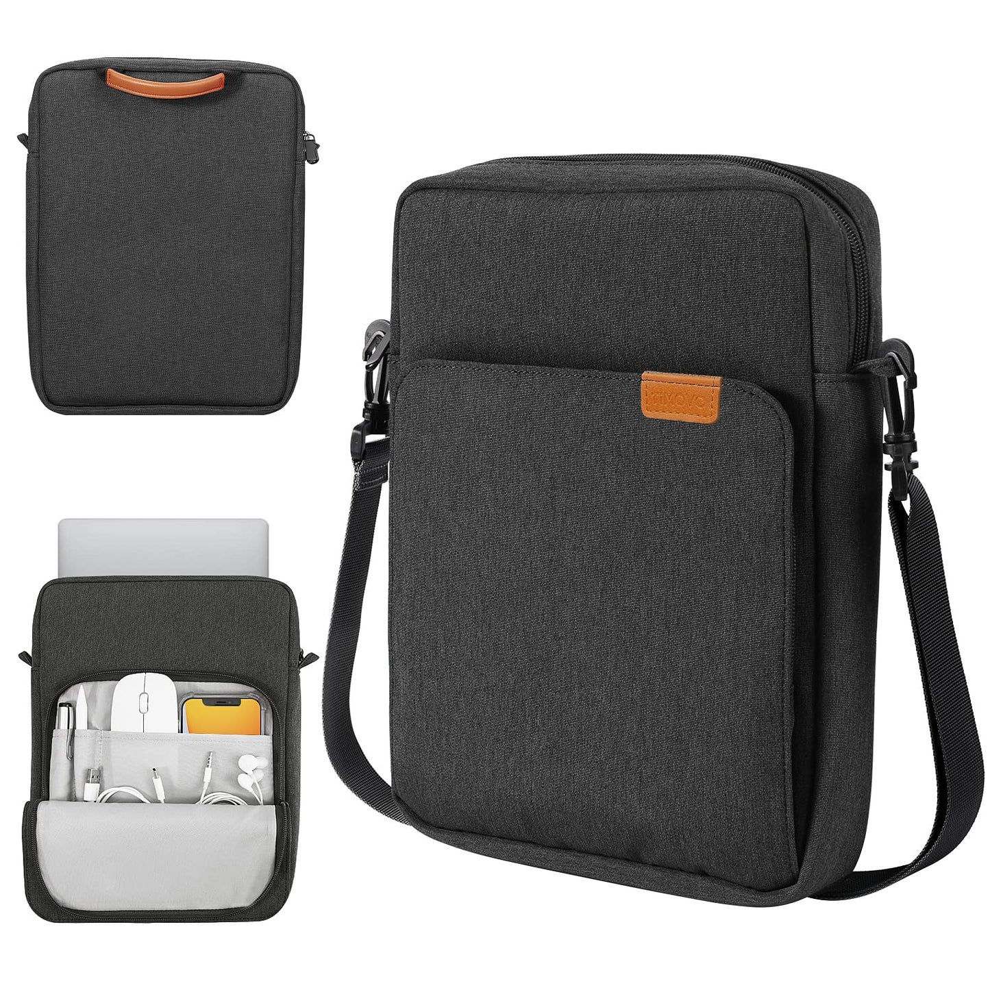 TiMOVO 9-11 Inch Tablet Sleeve Bag with Shoulder Strap for iPad 11-inch A16 2025, iPad 10th Gen. 10.9"/10.2", i Pad Air 11/5th/4th Gen.10.9", Galaxy Tab A9 Plus 11", Black & Grey