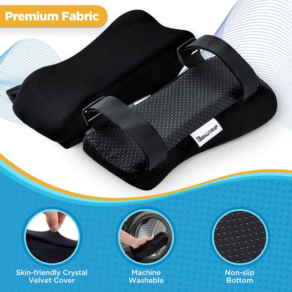 BEAUTRIP Ergonomic Armrest Pads- Office Chair Arm Rest Cover Pillow - Elbow Support Cushion for Computer, Gaming and Desk Chairs (Set of 2)… (Black with Gel_Velvet)