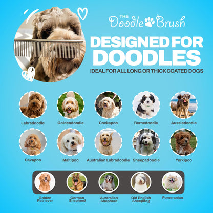The Doodle Brush, Dog Combs for Grooming, Metal Comb for Dogs, Goldendoodle, Great for Poodle, Labradoodle, Cockapoo & Goldendoodle - Finishing Combs for Dogs & Doodles