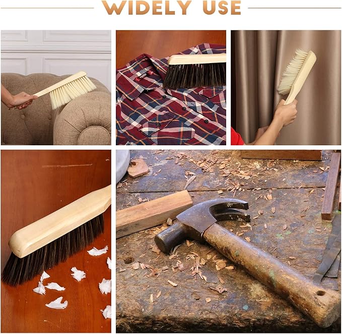Patelai 2 Pieces Wooden Bench Brushes Fireplace Brush Natural Fiber Bench Soft