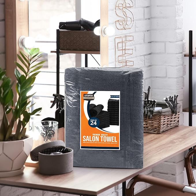 Utopia Towels Cotton Bleach Proof Salon Towel 16 by 27 inches, Bleach Safe Gym