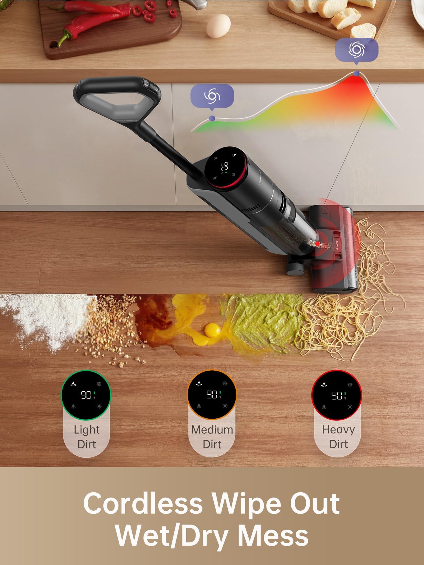 DREAME H12 PRO Wet Dry Vacuum Cleaner, Cordless Vacuum Mop All in One, Smart Floor Cleaner for Hard Floor, One-Step Edge to Edge Cleaning with Hot Air Drying