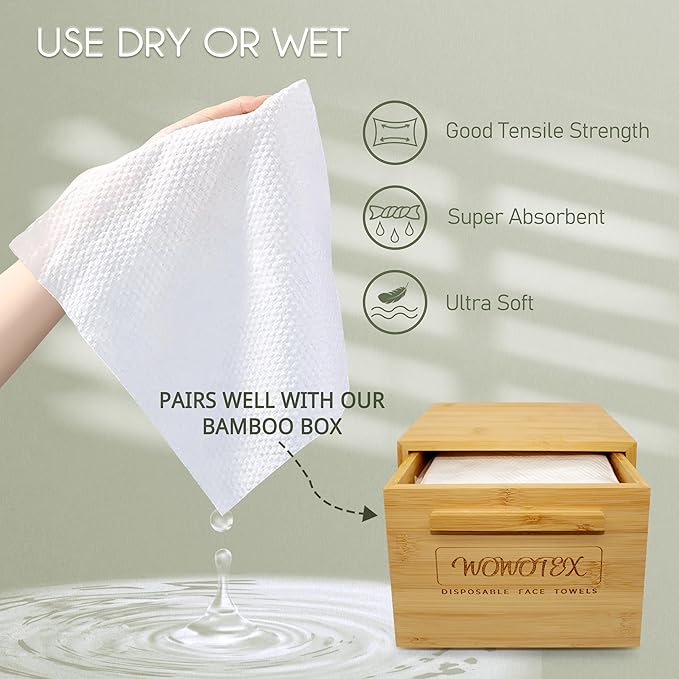 Disposable Face Towel Biodegradable Large Dry Face Wipes 240 Count/4 Box Extra