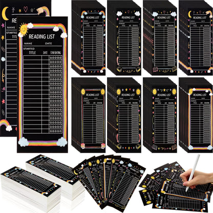 Resurhang 320 Pcs Black Reading List Bookmark Bulk 3 x 8 Inch Blank Personal Libraries Cards Reading Journal Log Book Review Bookmark Gifts Book Tracker Notecards for Library Accessories