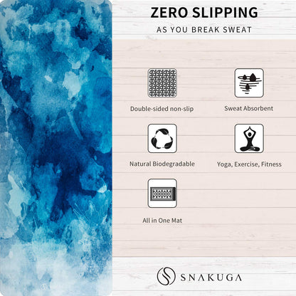 Travel Yoga Mat, Non Slip Exercise Suede Mat with Carry Bag, All-Purpose Fitness Mat with High Density Anti-Tear Surface for Women, Ideal for Pilates Workout (72'' x 24'' x 1.5mm Thick)