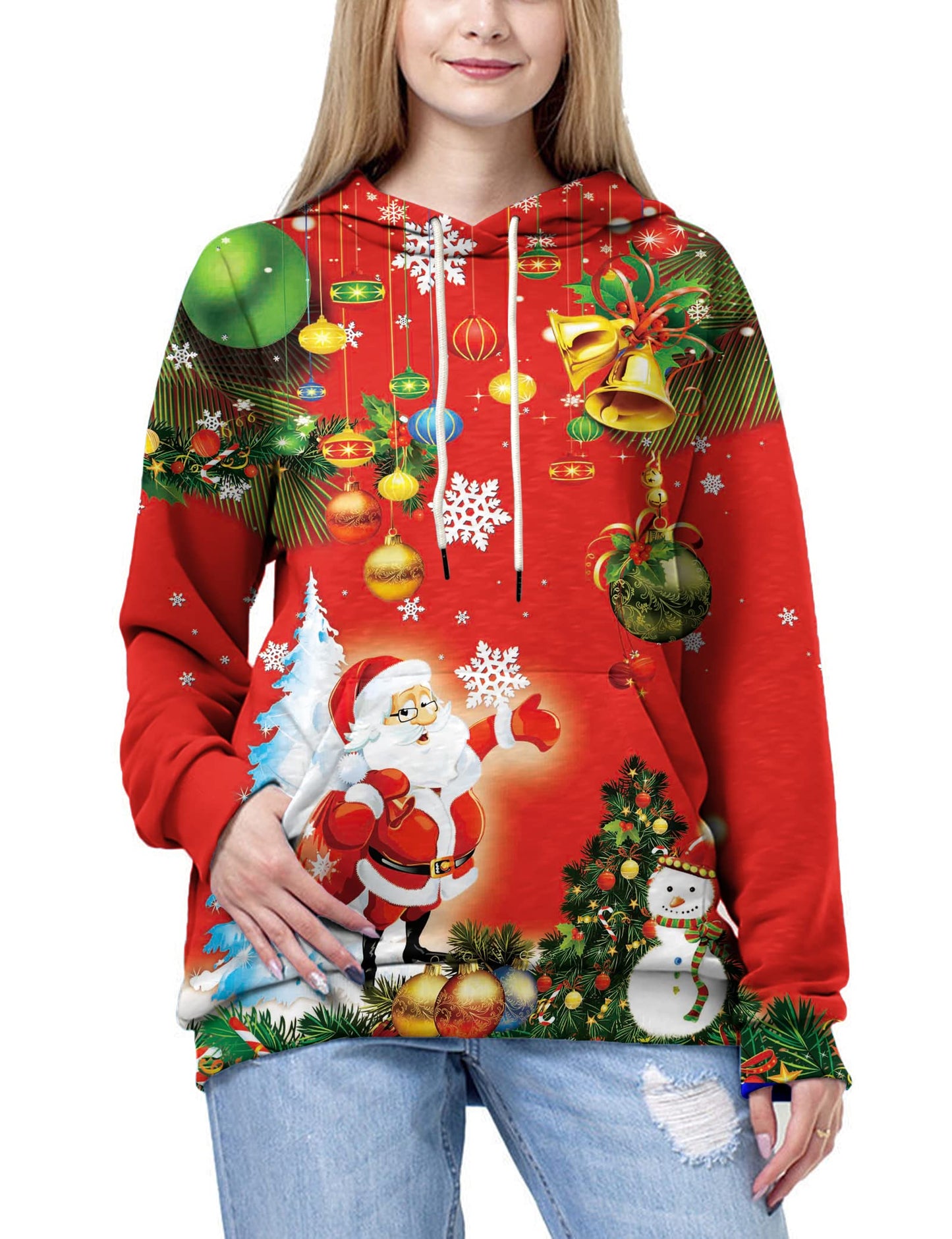 Linnhoy Adults Hoodies Unisex for Men Women Funny 3D Print Wear Christmas Graphic Sweatshirts Novelty Fashion Sweater Size Small