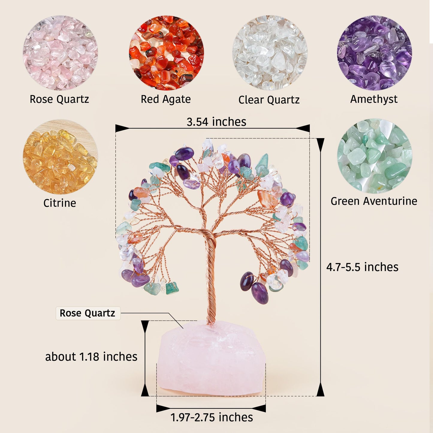 ZenBless 7 Chakra Healing Crystals Stones Tree of Life, Feng Shui Money Tree,Little Fake Bonsai Zen Spiritual Home Living Room Cubicle Office Desk Decor and Accessories for Women(Mix)