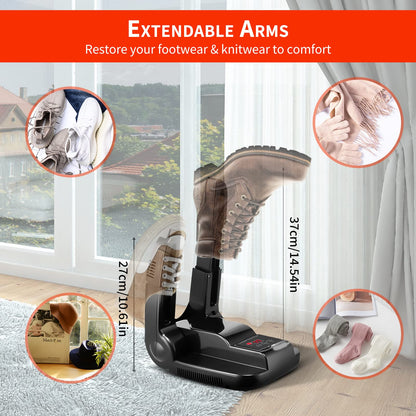 Boots Dryer, Electric Foot Warmer with Timer Shoe Adjustable Odour Eliminator Damp and Wet Remover Foldable Quick Dryer Electric Shoe Dryer for Drying Shoes Boots Gloves Socks