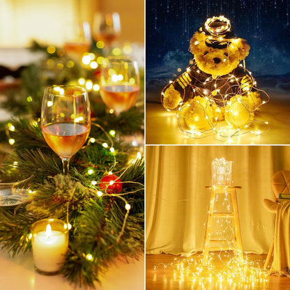4Pack 80FT 240LED Christmas Fairy Lights Battery Operated with Remote & Timer | 8 Modes Twinkle String Lights Battery Powered Indoor Outdoor Waterproof for Bedroom Wedding Christmas Décor