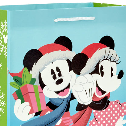 Hallmark Mickey and Minnie Christmas Gift Bags in Assorted Sizes (4 Bags: 2 Medium 9", 2 Large 13") for Kids, Grandchildren, Disney Fans and Collectors