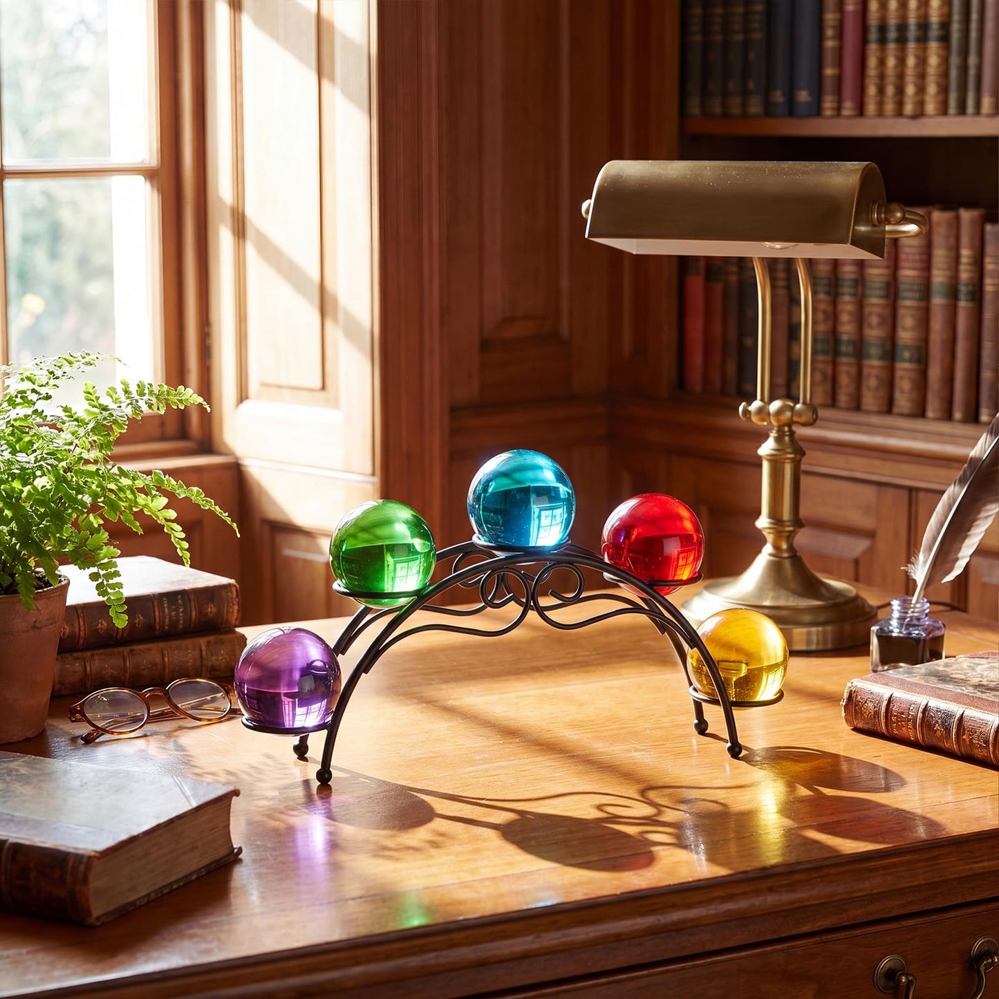 Frienda 1 Pcs Sphere Holder Crystal Stands for Display Eggs Display Stand Ball Holders Metal Sturdy Iron Multi-sphere Crystal Ball Sphere Globe Office Home Decor Ornament (10.6 Inch,Black)