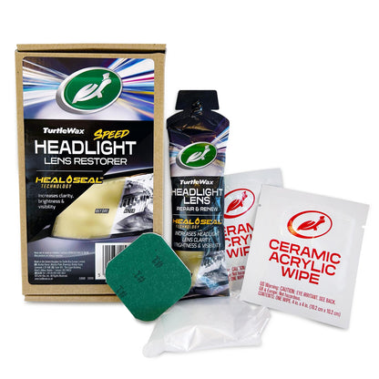 Turtle Wax Car Headlight Restoration Kit, Removes Oxidation and Renews Yellowing Headlights, Includes Polishing Pad, Headlight Lens Repair & Renew Compound and 2 Ceramic Acrylic Sealing Wipes