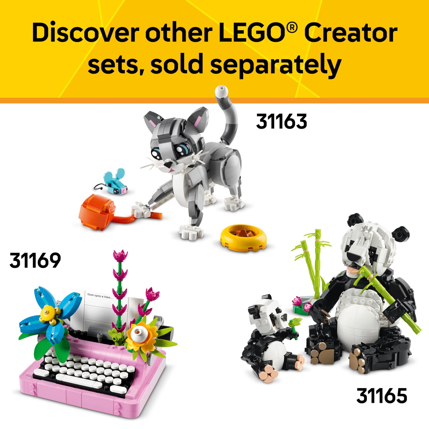 LEGO Creator 3 in 1 Cute Bunny Toy - Building Toy Set with 3 Build Options, Bunny, Seal, or Llama - Animal Figures for Kids, Girls and Boys, Ages 8+ - Gift Idea for Birthdays - 31162