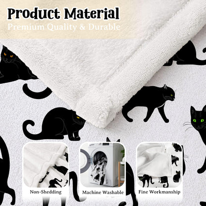 Black Cats Blanket Throw Super Soft and Cozy Blankets for Home Decoration, Couch, Bed, Sofa 50"x40" Small for Kids for All Seasons