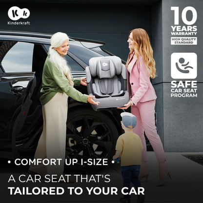 Kinderkraft Car Seat Comfort UP, I-Size Booster Child Seat, with 5 Point Harness, Adjustable Headrest, for Toddlers, Infant, Group 1/2/3, 76-150 cm or less than 18 kg, Black