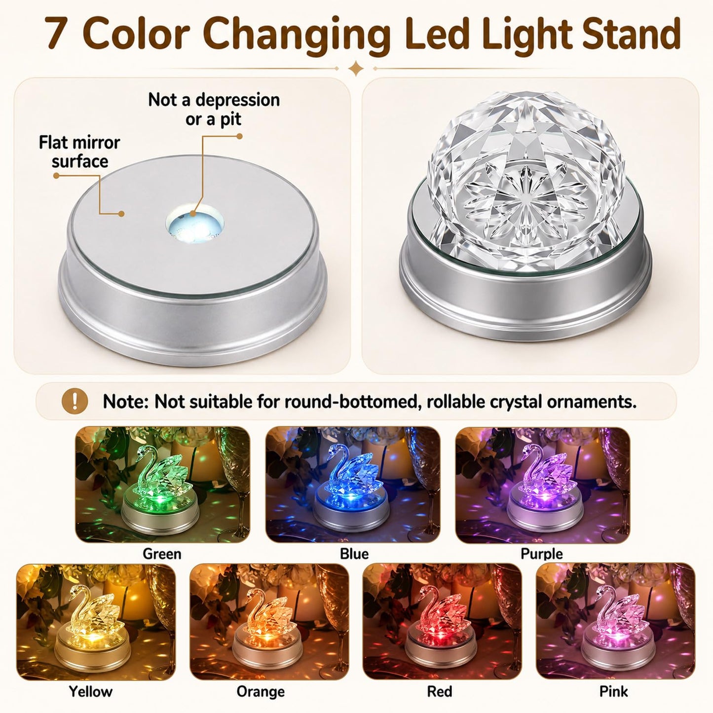 Wettal 20 Pack LED Light Base Wireless Display Stand LED Lighted Base for Glass Art Crystal Art Statue Display Stand Powered by Aaa Batteries Home Party Wedding Christmas Decor(Silver)