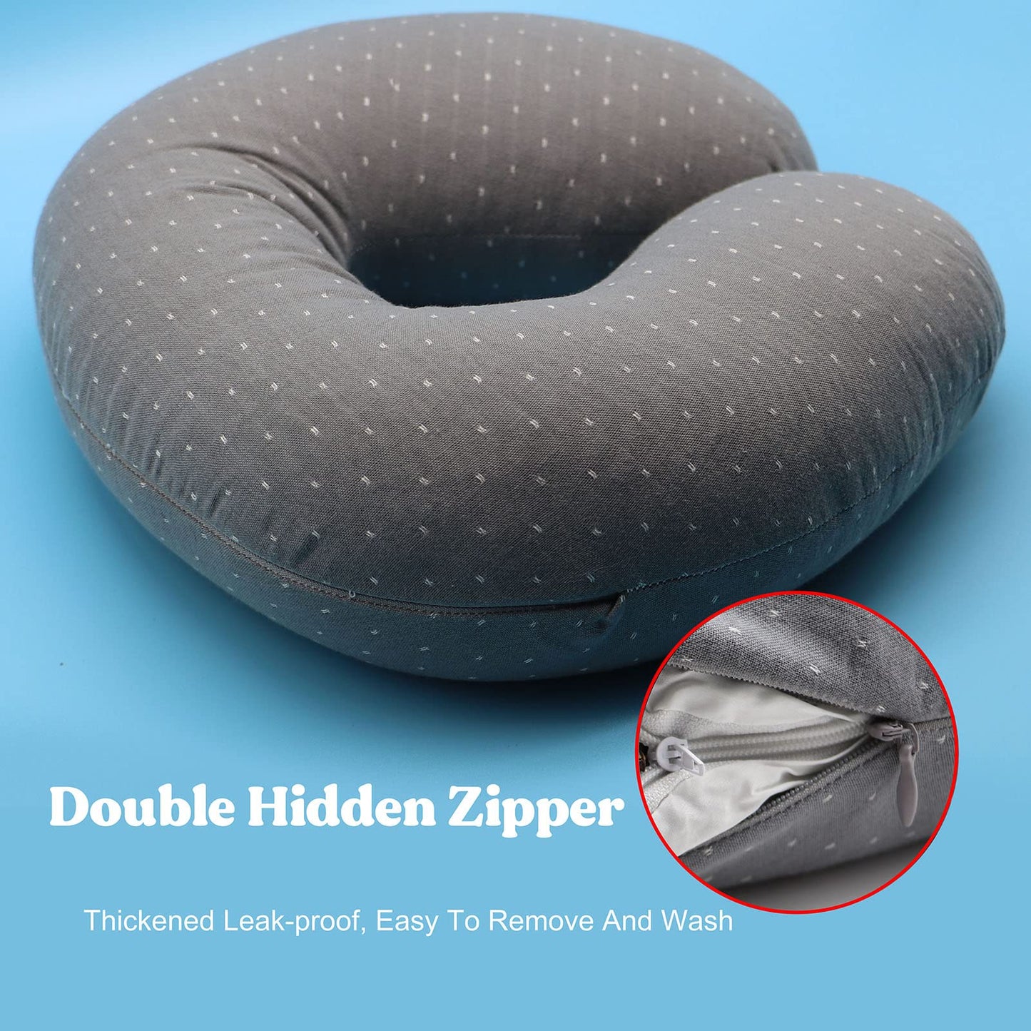 Buckwheat U-Shaped Neck Pillow Adjustable Buckwheat Hull Pillow with Pillowcase, Neck Support and Shoulder Relax Cervical Pillow (12x12 inch, Grey)