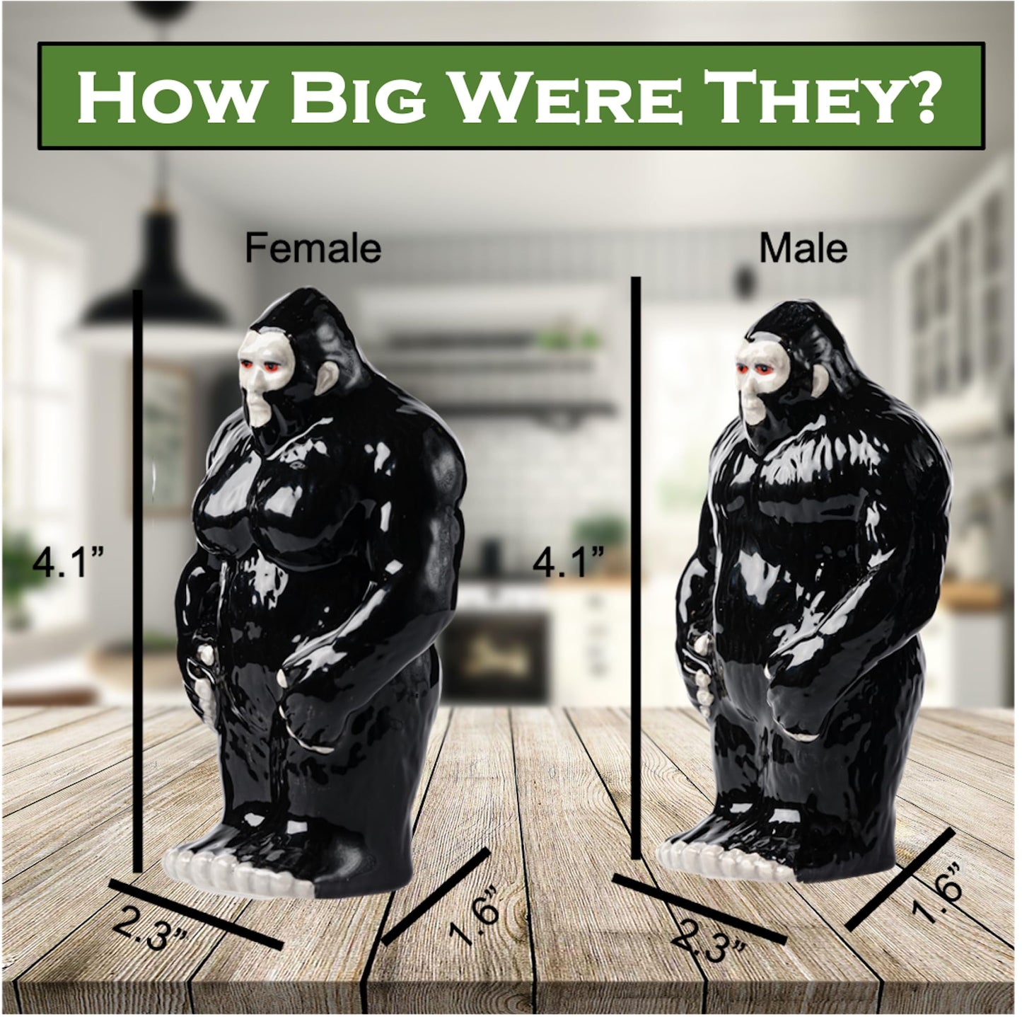 Bigfoot Ceramic Salt and Pepper Shaker Set – Unique Funny Big Foot Sasquatch Gifts for Adults Men and Women – Novelty Gag Cryptid Gifts for White Elephant Party