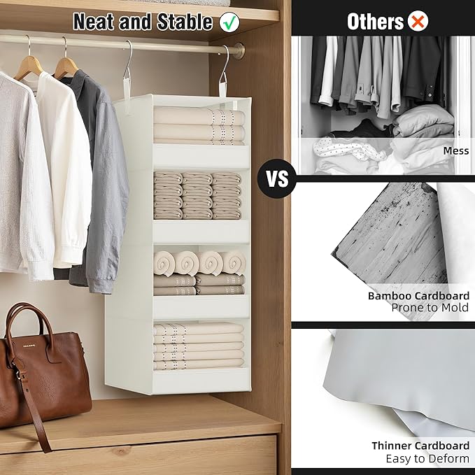 GRANNY SAYS 4-Shelf Hanging Organizer, Closet Hanging Shelves, Closet Hanging