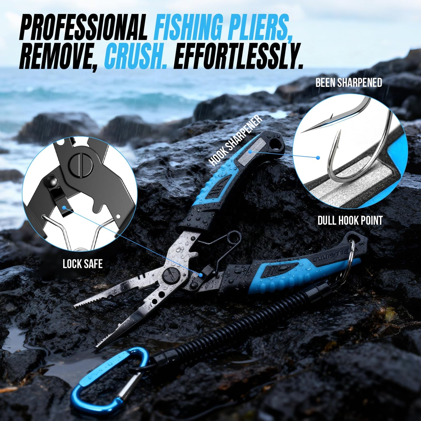 PLUSINNO Fishing Gear, Fishing Tools, 7PCS Fishing Accessories, Corrosion Resistant Fishing Pliers Kit, Fishing Knife, Floating Fish Lip Gripper Fishing Gifts for Men, Gifts for Fishermen