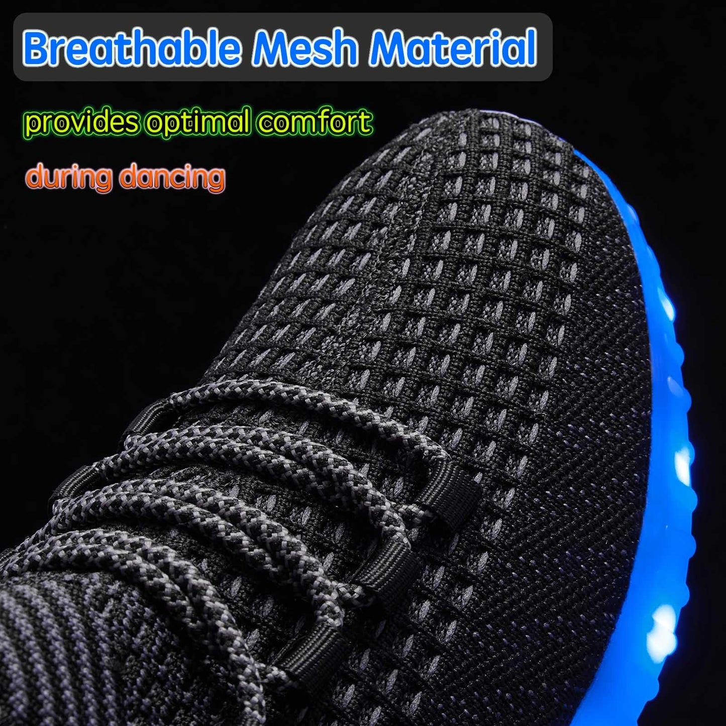 Light Up Shoes for Women Men USB Charging LED Shoes Adult Halloween Dancing Glowing Luminous Trainers Mesh Upper Flashing Sneakers(Black,9)