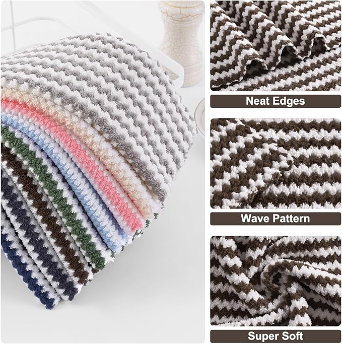 Homaxy Kitchen Towels, Ultra Soft and Absorbent Dish Towels, Reusable Fast