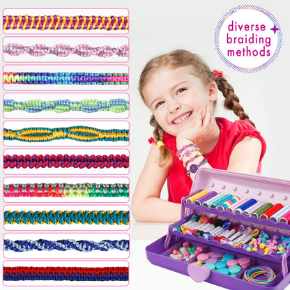 TingingYuli Friendship Bracelet Making Kit for Girls 8-12, DIY String Bracelet Maker with 3-Layer Storage Box, Arts and Crafts for Kids Ages 6-12, Easter Christmas Birthday Gift Set