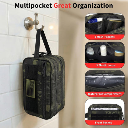 IronSeals Tactical Toiletry Bag Men Hygiene Bag Travel shower Bag EDC Utility Molle Tool Pouch Mens Shaving Kit Bag