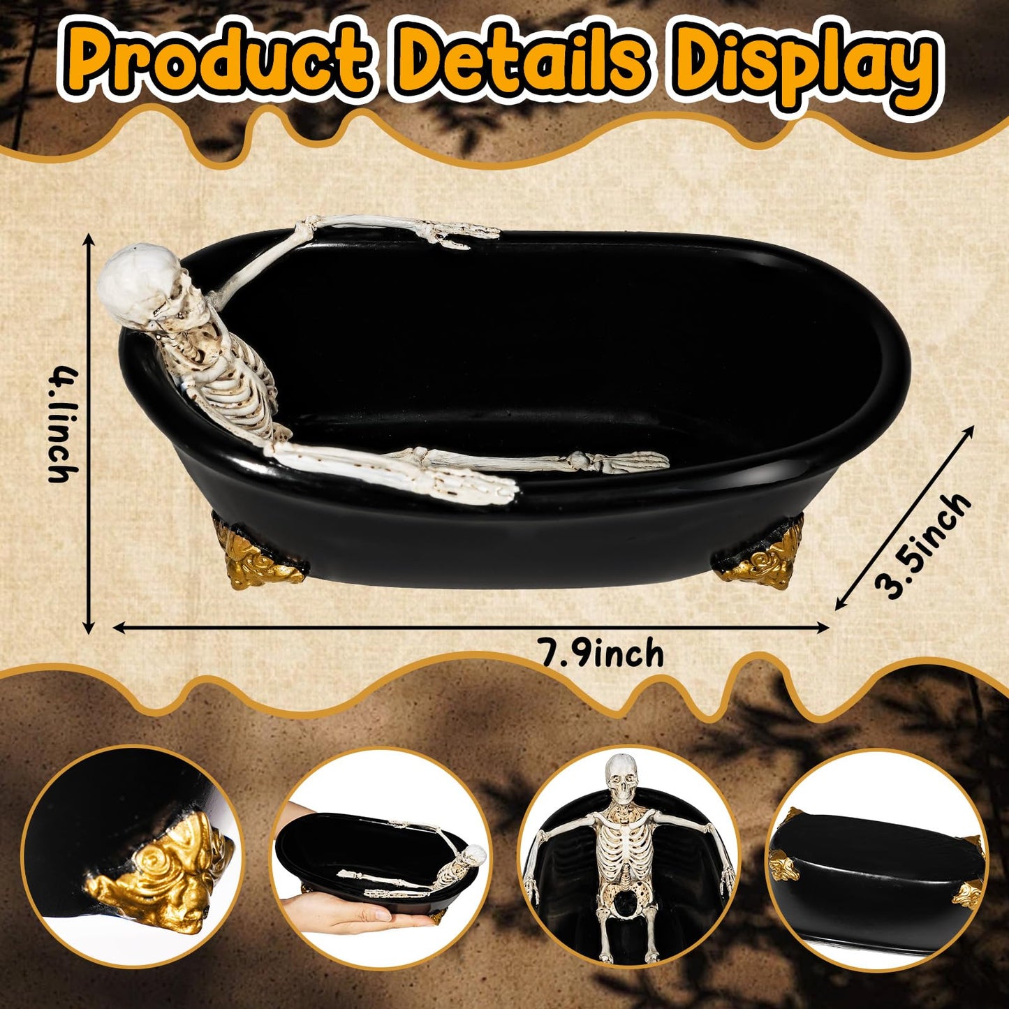 Wowagoga Skull Candy Dish, Bathtub Bowl,Resin Statues,Gothic Decoration for Home Office Decor Servers