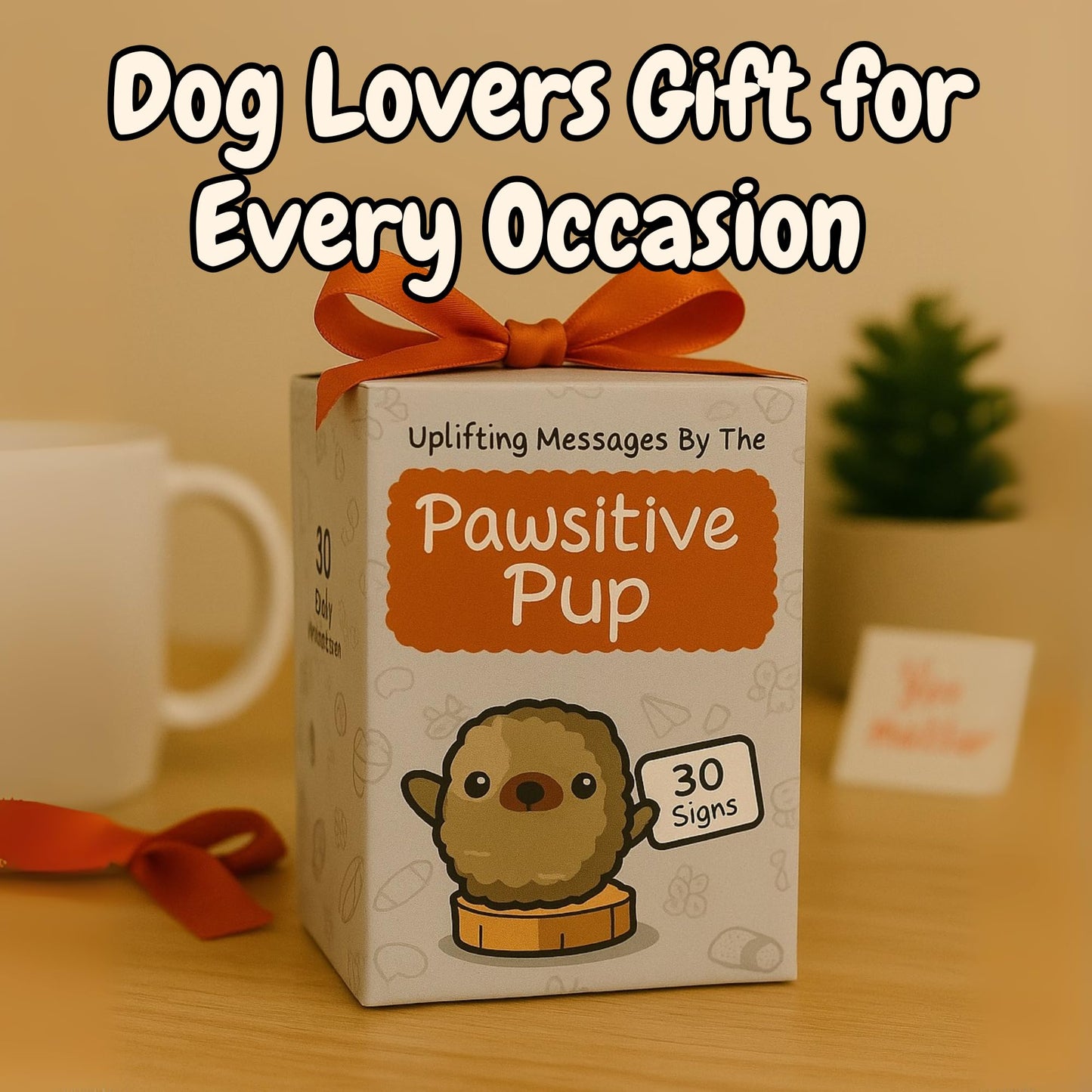 Dog lover Gifts for Women - Handmade Positive Crochet Animal W/ 30 Uplifting Signs - Funny Birthday Gifts for Dog Mom, Cute Present Idea for Women for Mothers Day, Emotional Support Office Desk Decor
