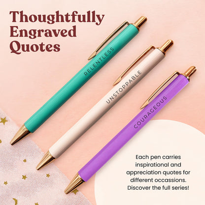 MESMOS 3Pcs Inspirational Pens for Women, German-Ink & 1mm Swiss-Tip, Inspirational Gifts for Women, Motivational Pens for Boss Lady, Congratulations Gifts for Woman, Pen for Servers