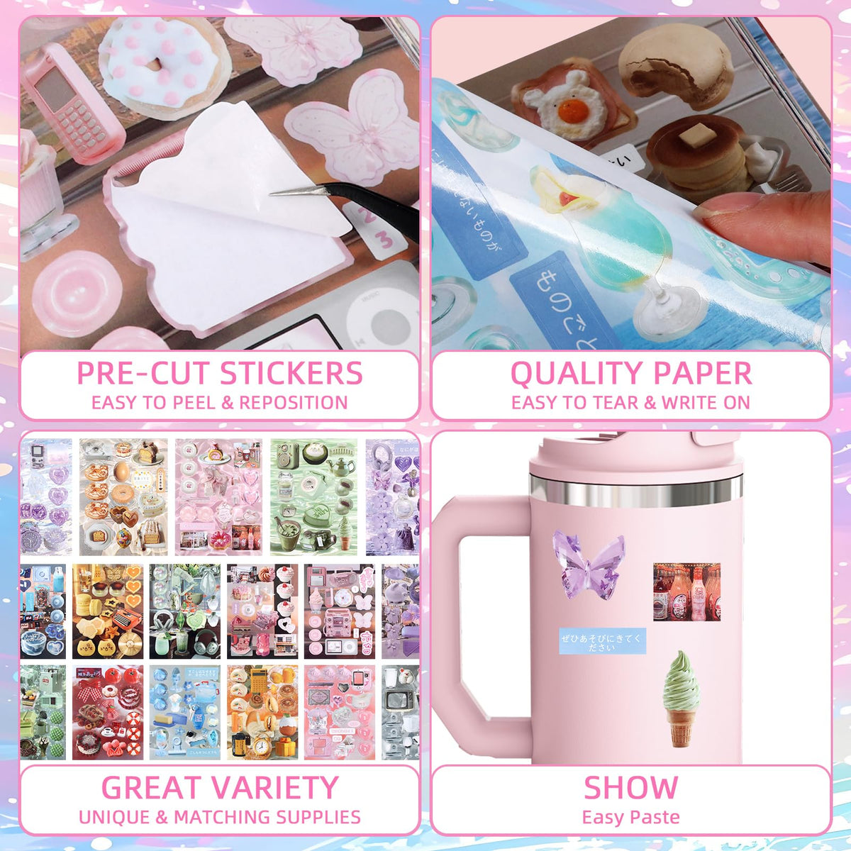 800Pcs Cute Scrapbook Stickers Travel Y2k Japanese Sticker Book for Adult Kawaii Korean Stickers for Journaling Heisei Retro Aesthetic Sticker Manga Style Decor for DIY Craft Junk Journal Gifts Memory
