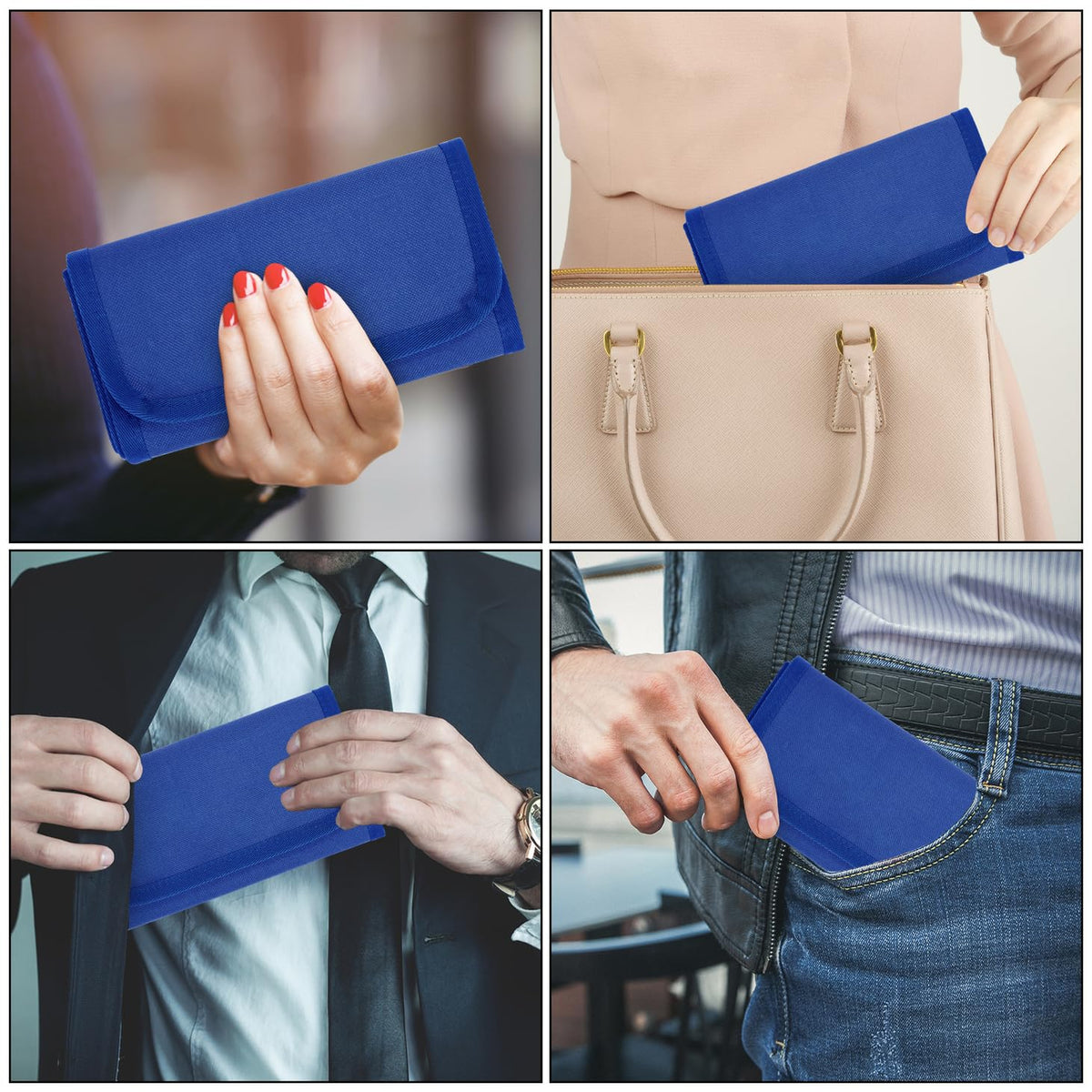 VOCHIC Money Pouch, Money Organizer for Cash with 6 Zippered Pockes, Cash Bill Organizer, Money Bag Small Travel Money Holder for Budgeting, Receipt and Tips,Mothers Day Gifts(Blue)