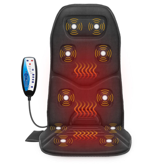 COMFIER Massage Seat Cushion Back Massager with Heat,10 Motors Vibration Chair Pad（Not Shiatsu,Rolling Massage,Chair Massager for Office/Home(Not for Car)