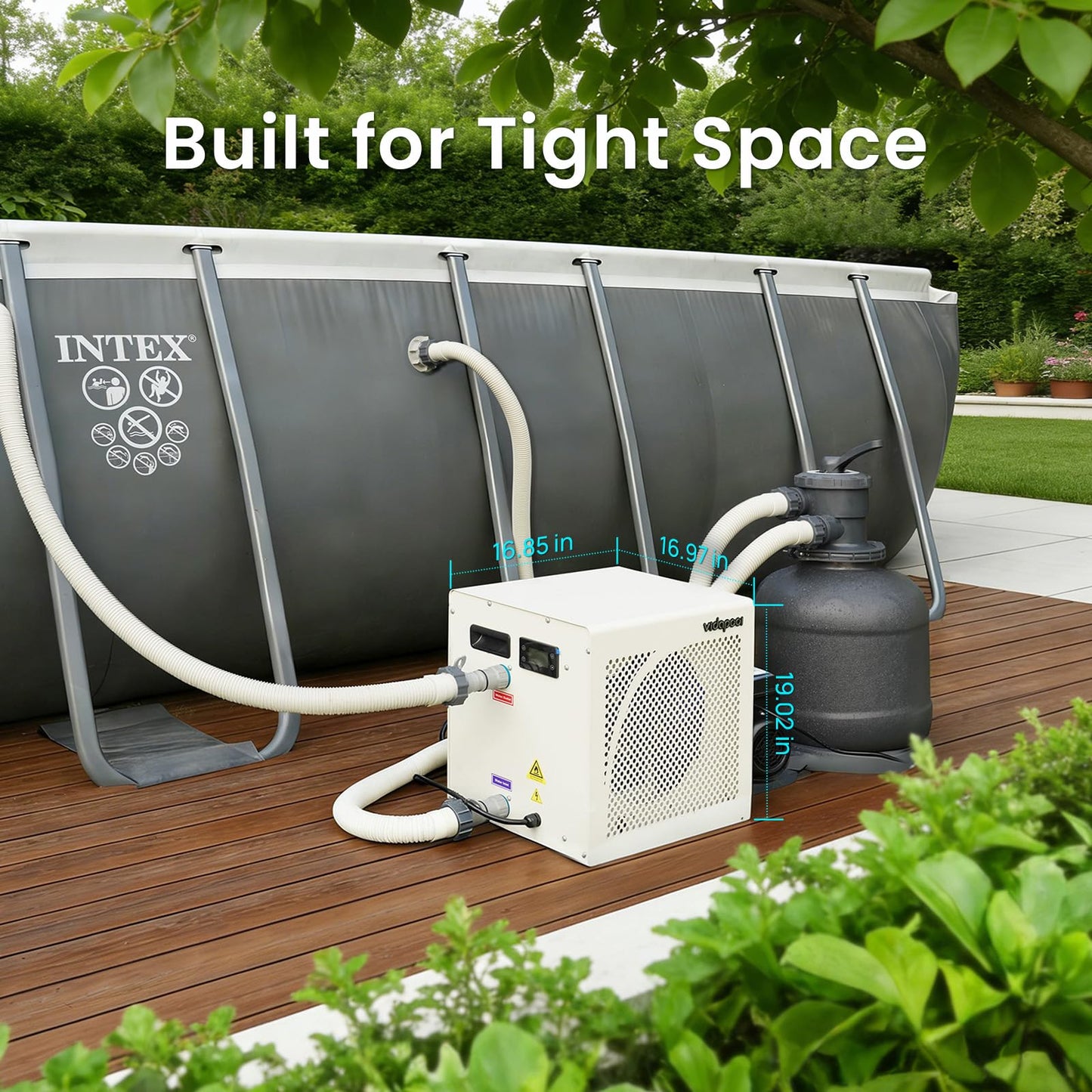 Vidapool 18,000 BTU Swimming Pool Heater 7.5 COP Electric Pool Heat Pump for Above Ground and Inground Pools Heating and Cooling Smart WiFi Control Pools Up to,6500 Gallons