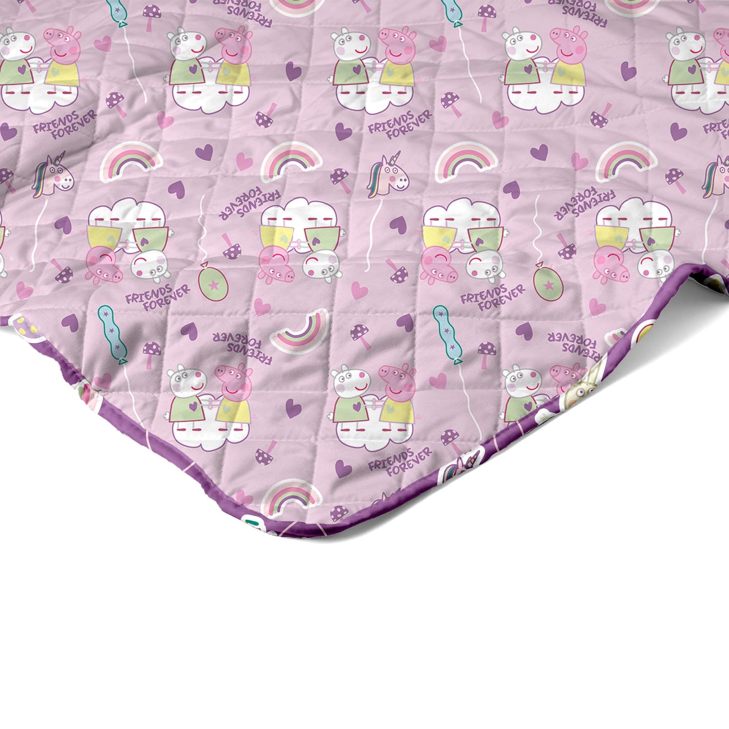 Peppa Pig Fairgrounds Quilted Throw Blanket – Soft Blanket for Kids Featuring Peppa Pig, Lightweight Bedding for Bed, Couch, or Sleepovers, 60 x 80 Inches