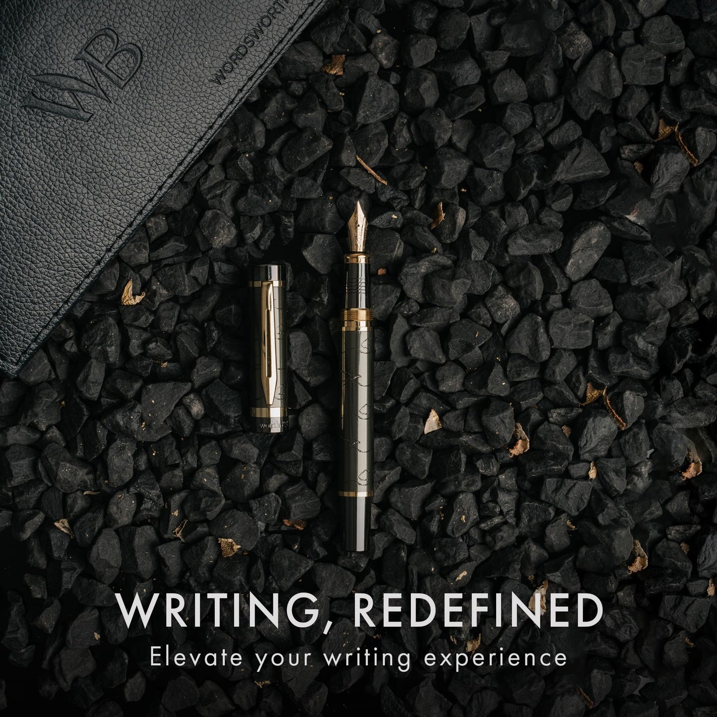 Wordsworth & Black Primori Fountain Pen Set [Gunmetal Gold]; Fine Nib, Gift Case, 24 Ink Cartridges, Refill Converter, Manual; Journaling, Calligraphy, Smooth Writing Pens; Left and Right Handed