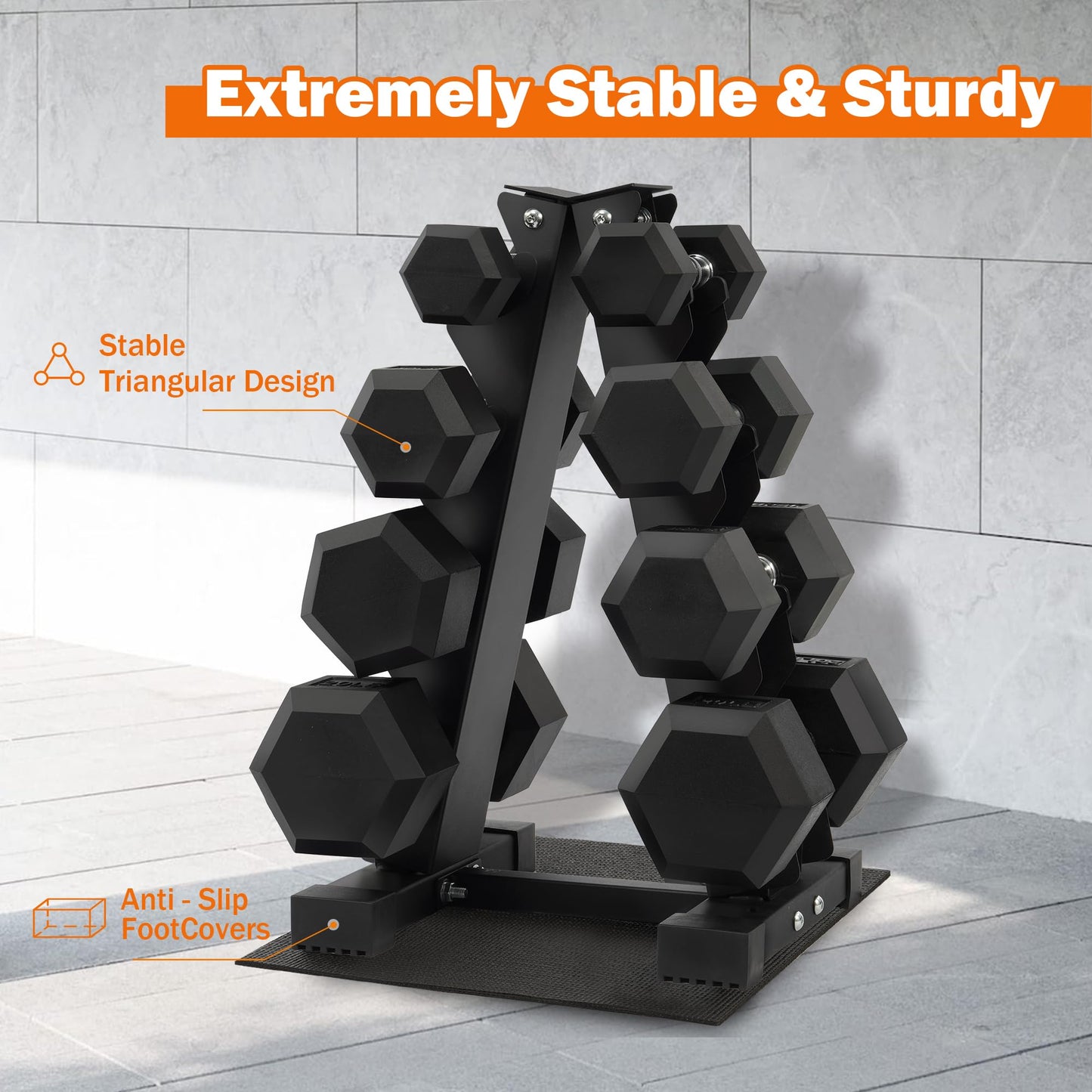 Fitvids Fitvids Rubber Coated Hex Dumbbell Weight Set and Storage Rack, 100LBS, 150LBS or 200LBS Set, 5-20 lbs, 5-25 lbs, 10-30 lbs Pairs