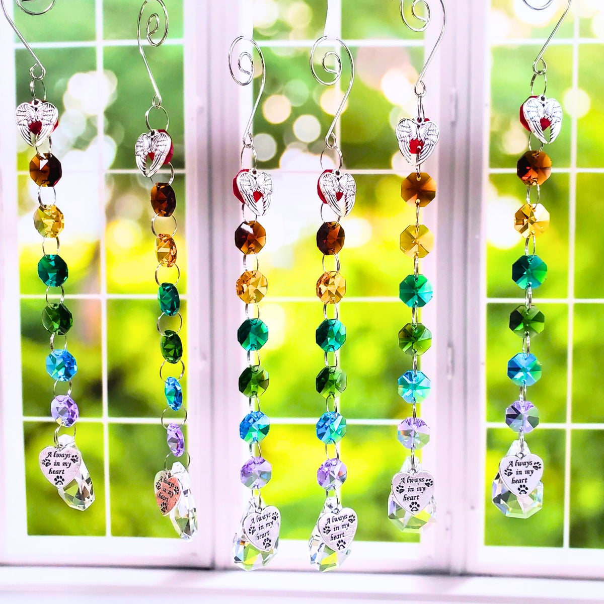 Pet Perennials Pet Memorial Suncatcher – Crystal Rainbow Prism with Angel Wings & Paw Print Charm – Cat and Dog Loss Gifts for Window Display – Memorial Ornament for Remembrance