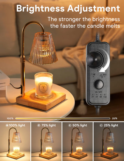 Allanmen Candle Warmer Lamp with Timer, Dimmable Candle Warmer for Home Decor, Birthday Gifts for Women Mom, Adjustable Height Wax Melt Warmer with 2 Bulbs