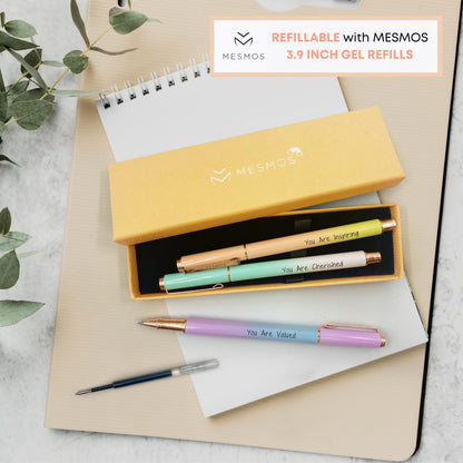 MESMOS 3pk 0.7mm Fine Tip Gel Ink Pen Set, Thank You Gifts for Women, Aesthetic Journaling Teacher Pens, Coworker Administrative Professional Day Gifts for Women, Inspirational Fancy Pens