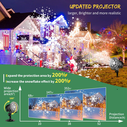 Christmas Snowfall Projector Lights, MILPROX Indoor Outdoor Holiday Snowflake Projector Lights, Clear Rotating Snow Falling Lamp for Halloween Xmas Party Garden Landscape Decoration（Snow Spots）