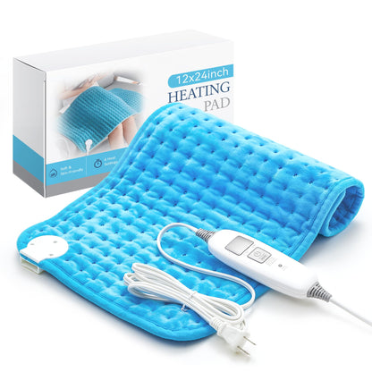 Electric Heating Pad for Back Pain Relief & Cramps - 6 Heat Settings,Auto Shut Off,Moist Heat Options,Portable Heated Pads for Neck/Shoulder Machine Washable Gift for Men Women,Grey,12"x24"
