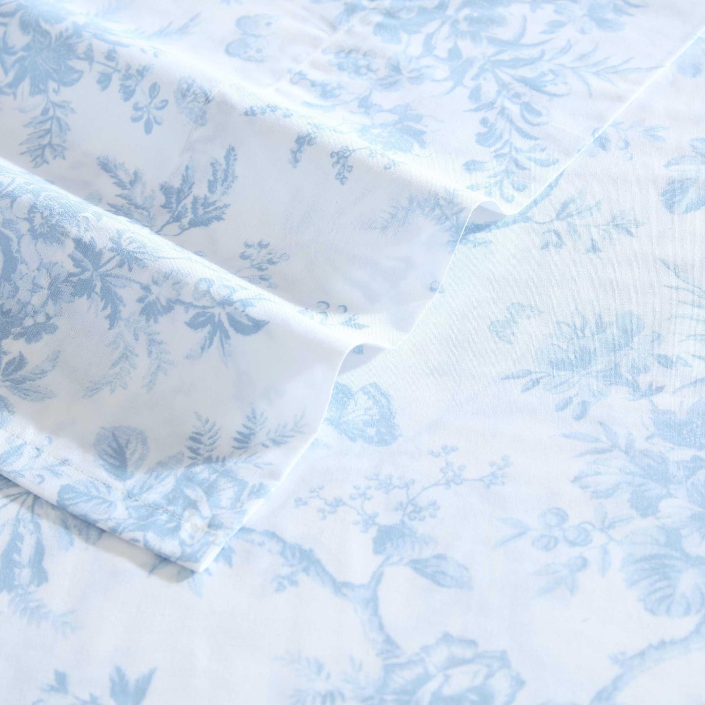 Laura Ashley - King Sheet Set, Crisp & Cool Cotton Percale Bedding with Deep Pockets, Lightweight for Year Round Comfort, Bed Sheets with Matching Pillowcases (Walled Garden Blue)